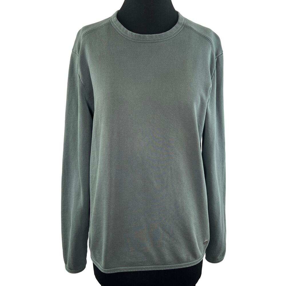 ELVINE Sweden Green Gray Cotton Crew Long Sleeve Lightweight Pullover Medium M